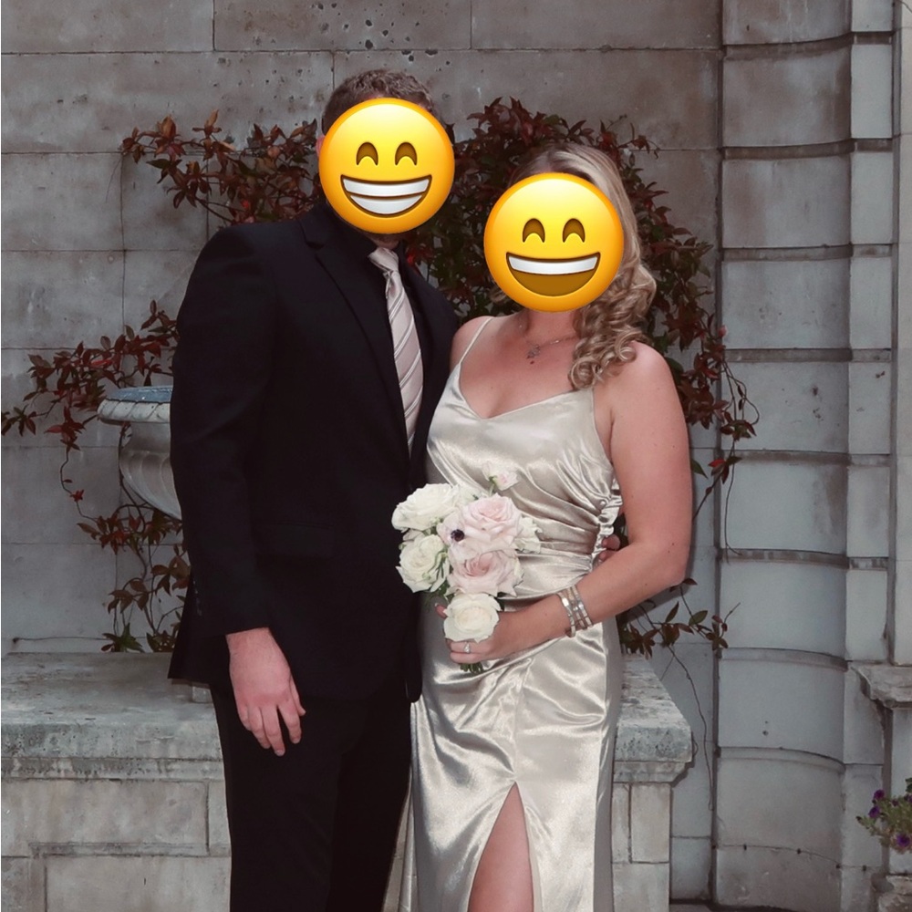 Shiny Satin Neutral Champagne Dress